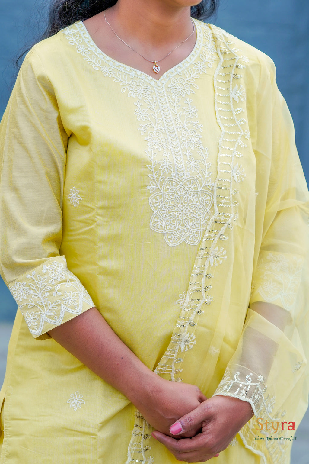Sunlit Yellow Embroidered Kurta Set