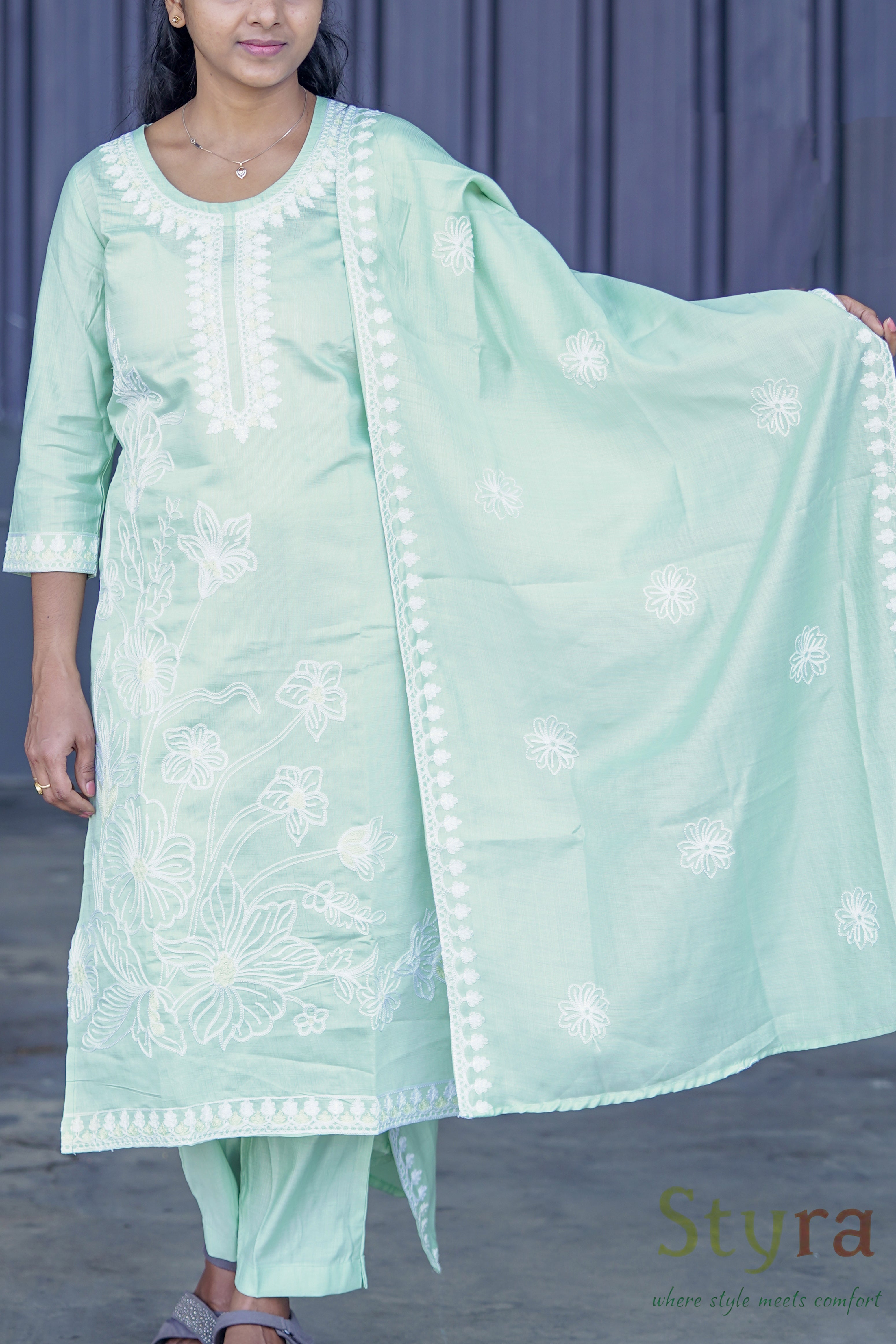 Premium Pastel Grace   Embroidered Kurta Set