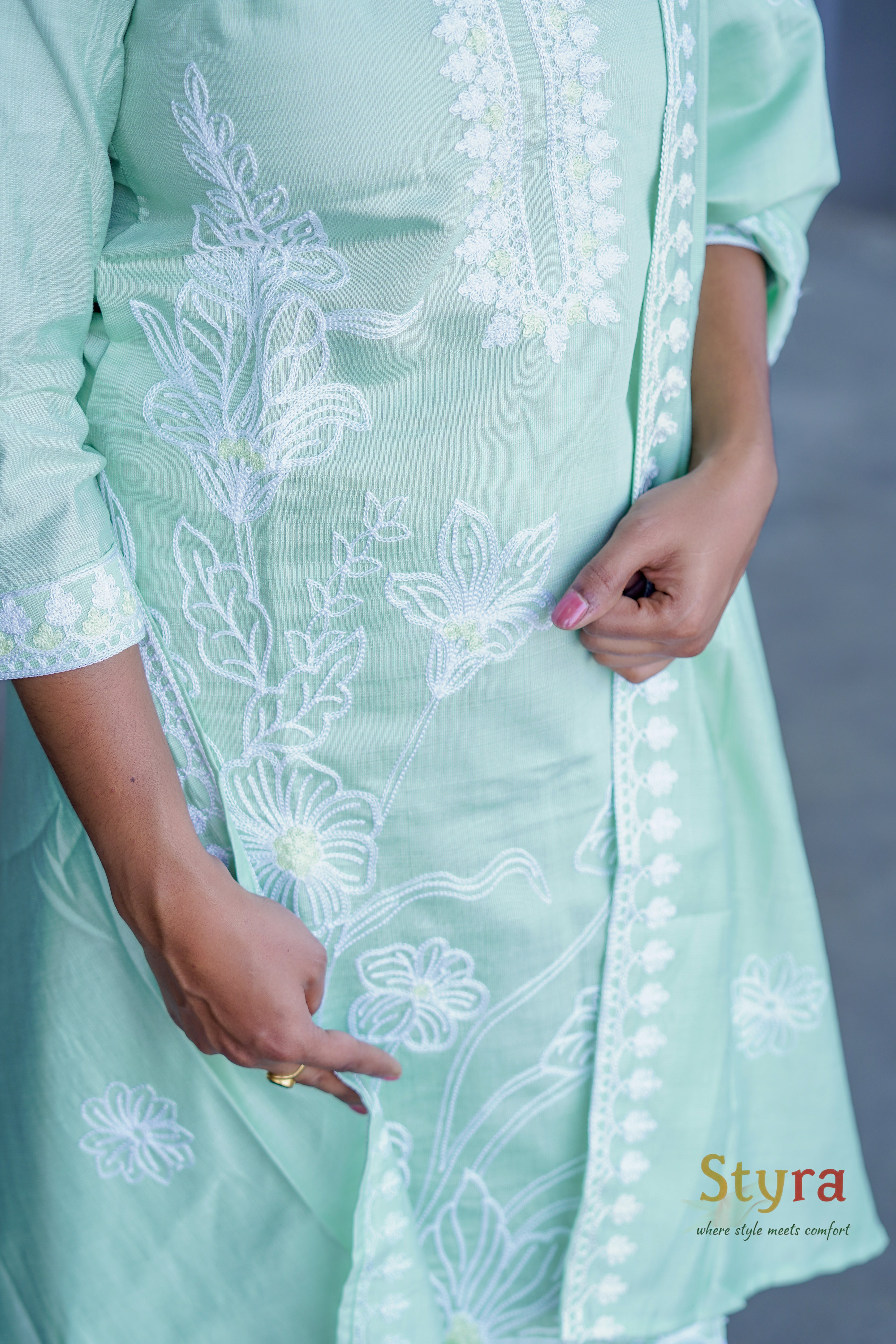 Premium Pastel Grace   Embroidered Kurta Set